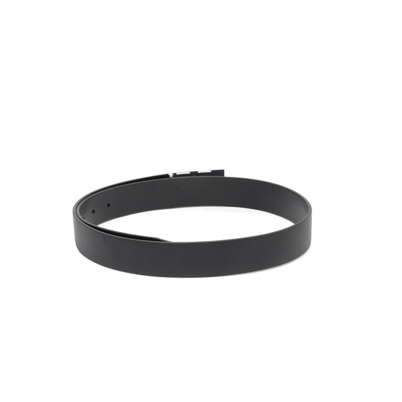 Men Black Textured Leather Belt