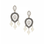 Gold-Plated Kundan Studded Contemporary Antique Drop Earrings